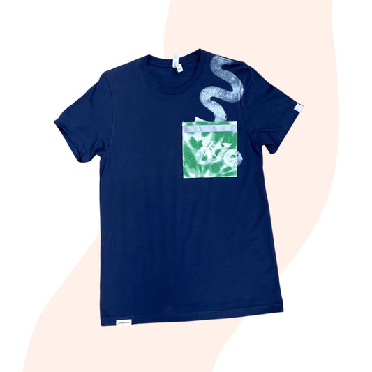 Painted Tee #31 - Navy / Green - Size M (Mens)