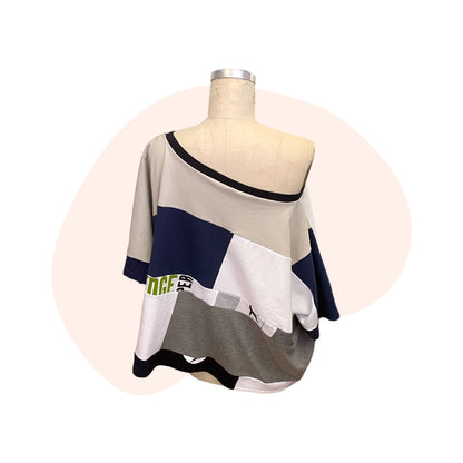 Reflective Patchwork Shirt #23 - Navy / White / Grey / Black - Size inclusive